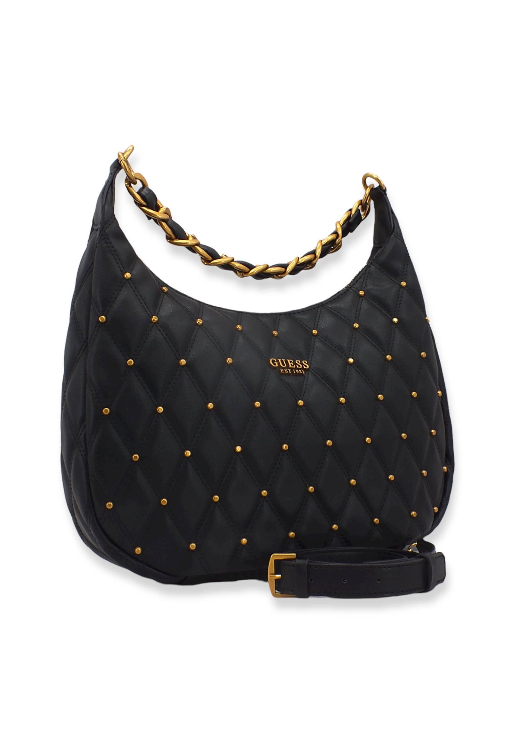 GUESS Tirana Hobo Large Borchie Borsa Tracolla Donna Black QS855302 - Sandrini Calzature e Abbigliamento
