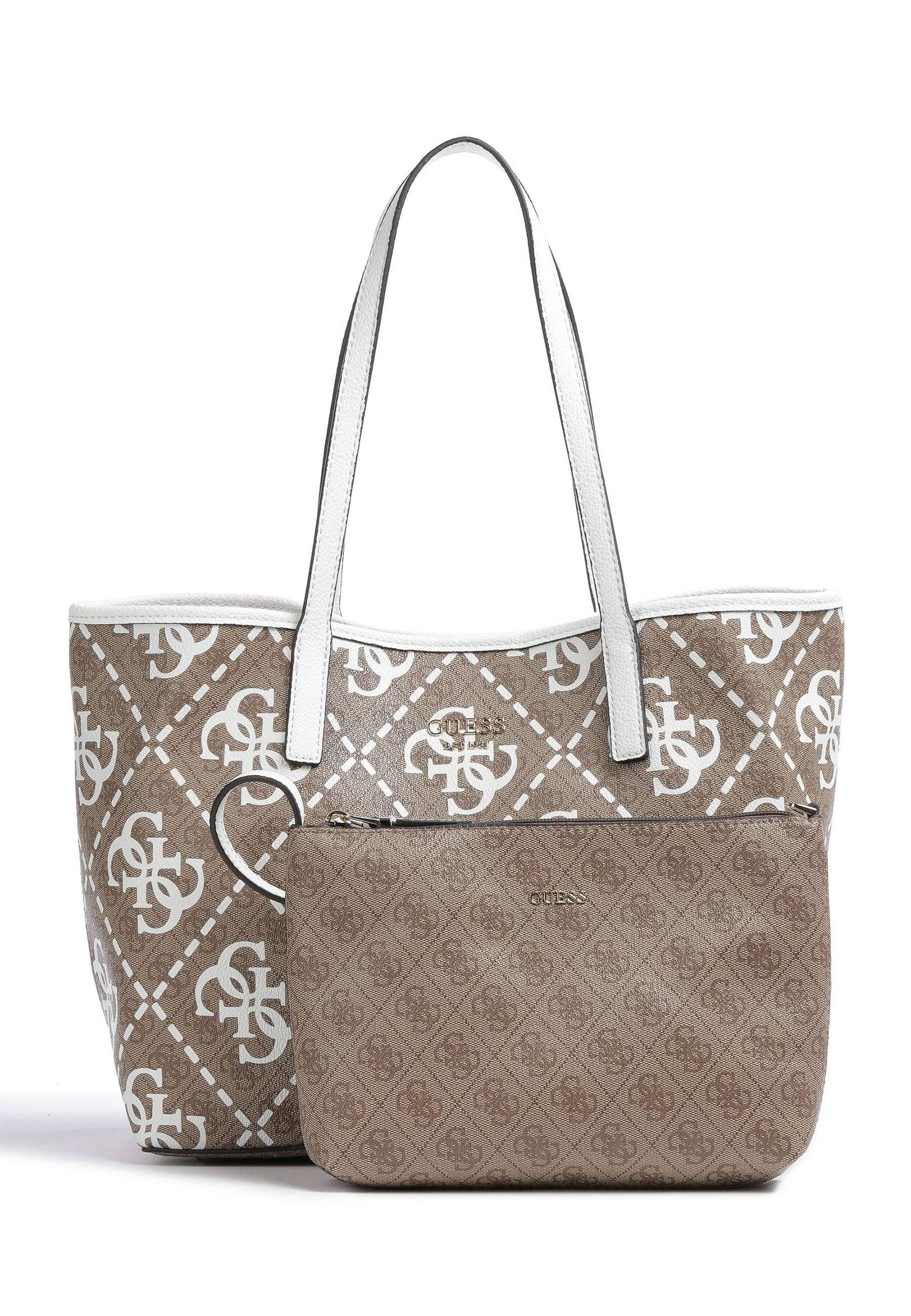 GUESS Vikky Borsa Tote Latte Logo White OQ699528 - Sandrini Calzature e Abbigliamento