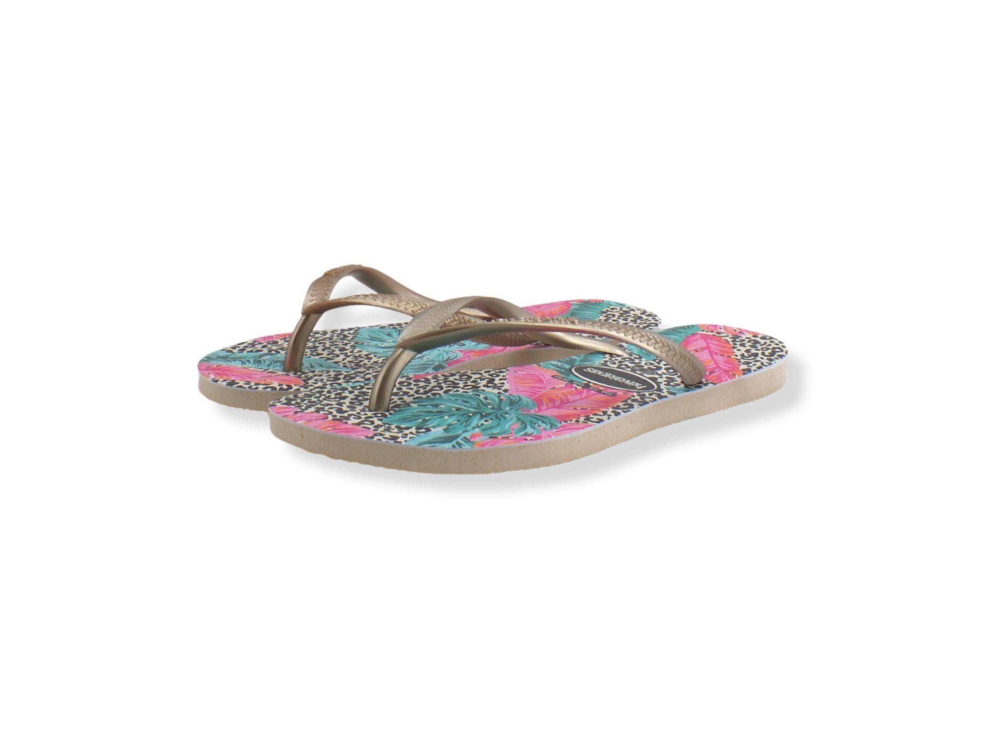 HAVAIANAS Slim Animal Floral Infradito Donna Beige Multicolor 4144235 - Sandrini Calzature e Abbigliamento