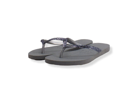 HAVAIANAS Slim Glitter II Infradito Donna Silver Steel Grey 4146975 - Sandrini Calzature e Abbigliamento