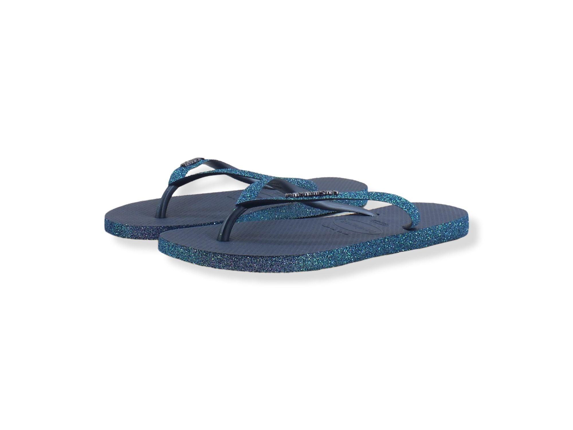 HAVAIANAS Slim Sparkle II Infradito Donna Glitter Ingido Blue 4146937 - Sandrini Calzature e Abbigliamento