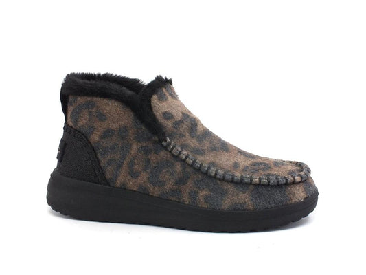 HEY DUDE Denny Stivaletto Pelo Animalier Leo Nut 122051619 - Sandrini Calzature e Abbigliamento
