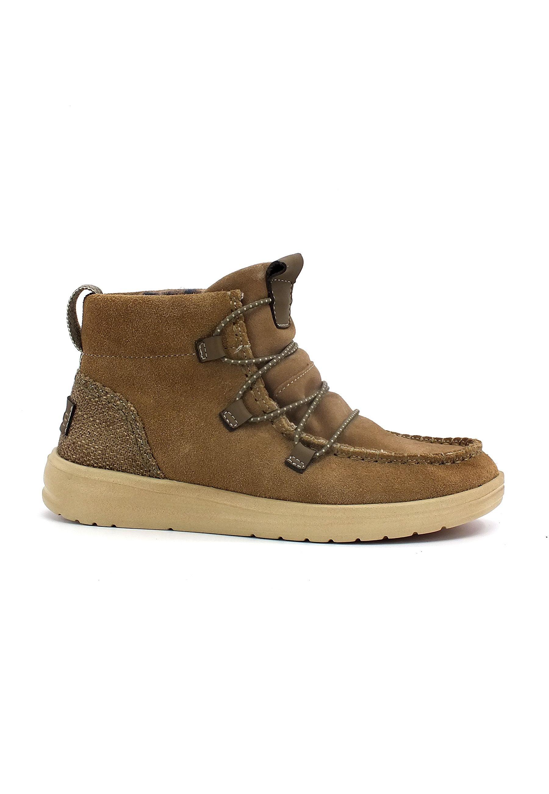 HEY DUDE Eloise Suede Stivaletto Donna Chestnut 122011602 - Sandrini Calzature e Abbigliamento