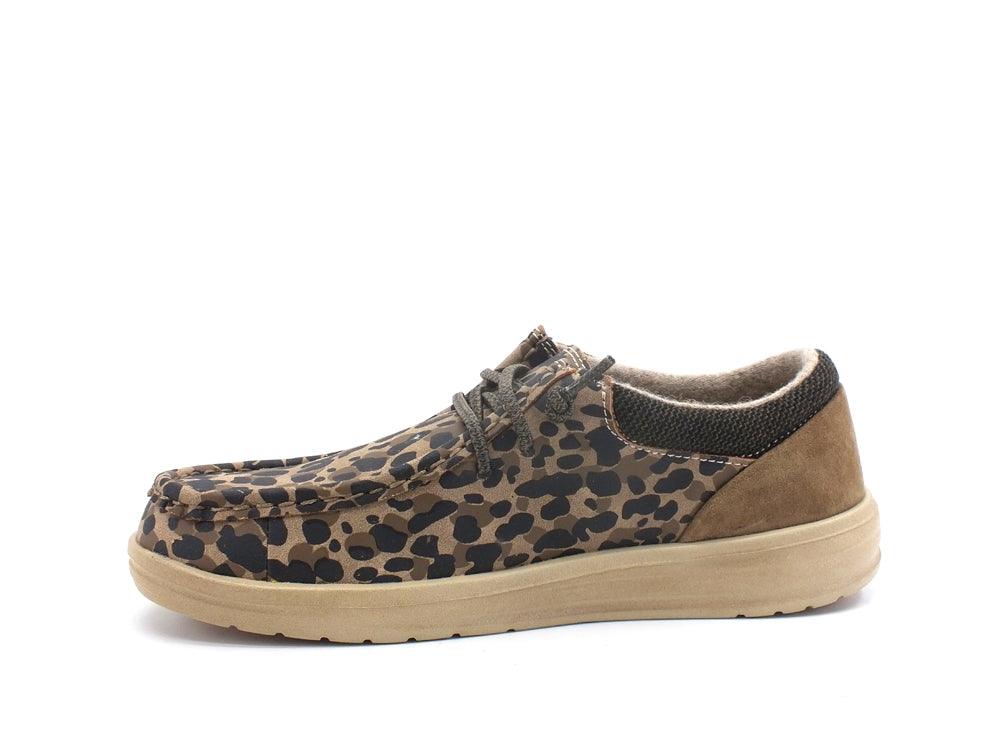 HEY DUDE Polly Scarpa Stringata Suede Animalier Leo Nut 121881619 - Sandrini Calzature e Abbigliamento