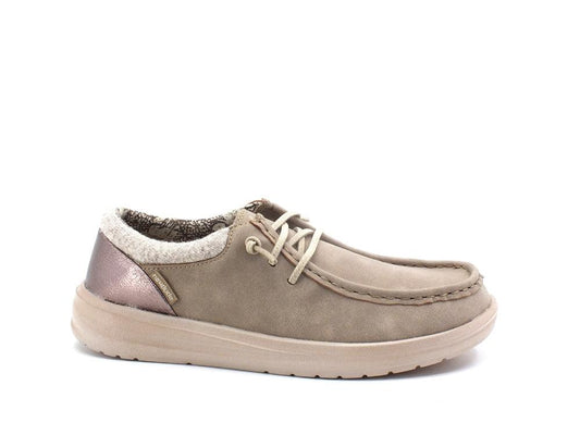 HEY DUDE Polly Scarpa Stringata Suede Light Taupe 121883707 - Sandrini Calzature e Abbigliamento