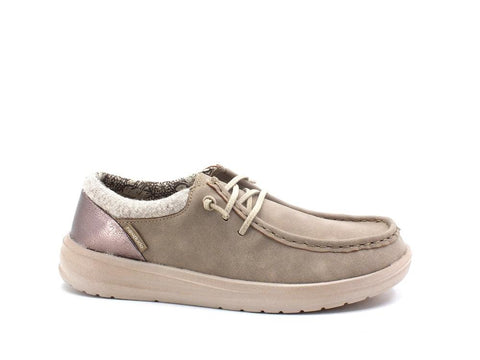 HEY DUDE Polly Scarpa Stringata Suede Light Taupe 121883707 - Sandrini Calzature e Abbigliamento