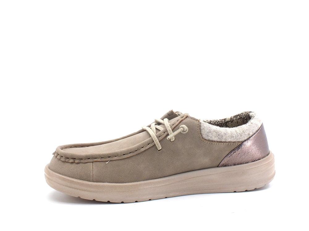 HEY DUDE Polly Scarpa Stringata Suede Light Taupe 121883707 - Sandrini Calzature e Abbigliamento