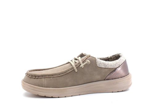 HEY DUDE Polly Scarpa Stringata Suede Light Taupe 121883707 - Sandrini Calzature e Abbigliamento
