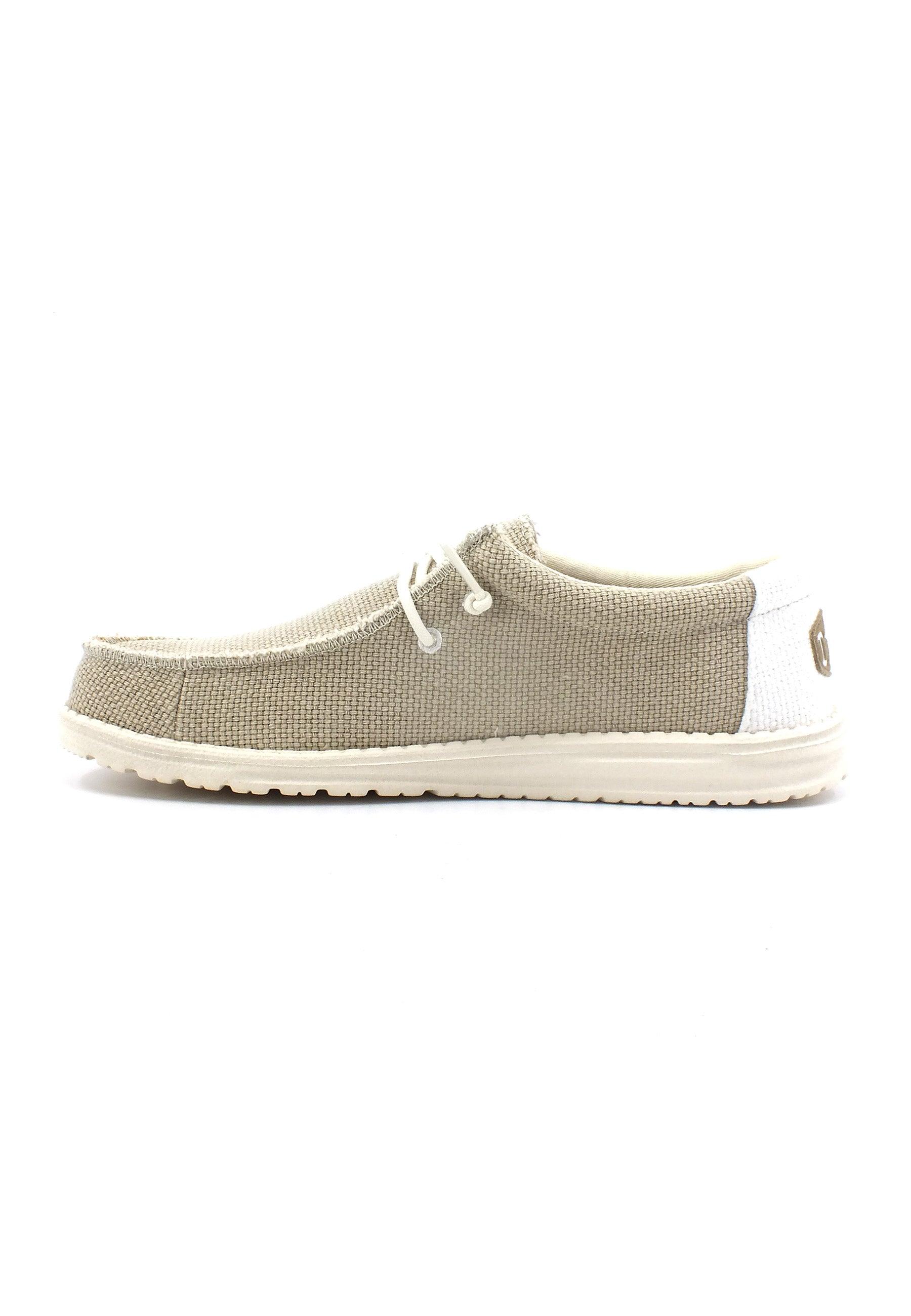 HEY DUDE Wally Braided Sneaker Vela Uomo Off White Beige 40003-1LB - Sandrini Calzature e Abbigliamento