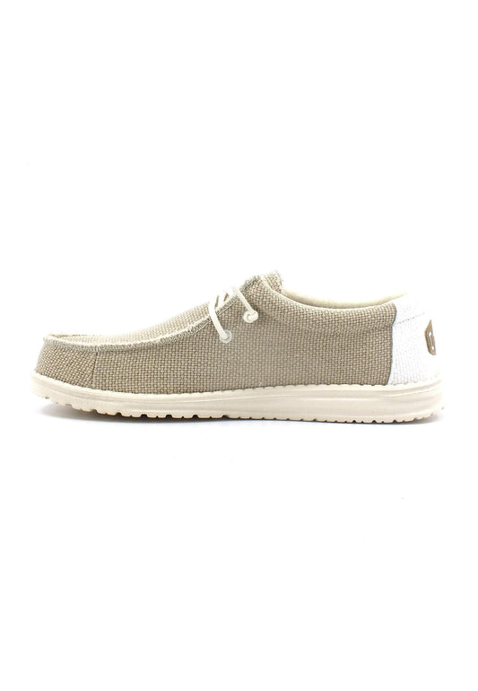 HEY DUDE Wally Braided Sneaker Vela Uomo Off White Beige 40003-1LB - Sandrini Calzature e Abbigliamento