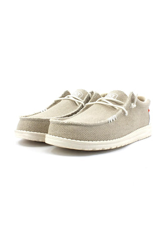 HEY DUDE Wally Braided Sneaker Vela Uomo Off White Beige 40003-1LB - Sandrini Calzature e Abbigliamento