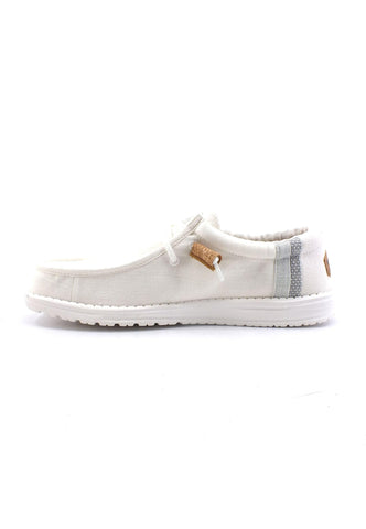 HEY DUDE Wally Break Stitch Sneaker Vela Uomo White 40015-100 - Sandrini Calzature e Abbigliamento