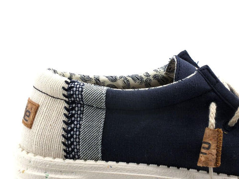 HEY DUDE Wally Linen Scarpa Vela Lacci Navy Blu 110792568 - Sandrini Calzature e Abbigliamento