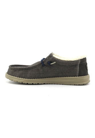 HEY DUDE Wally Sneaker Vela Pelo Uomo Choco Grigio 40465-2YX - Sandrini Calzature e Abbigliamento