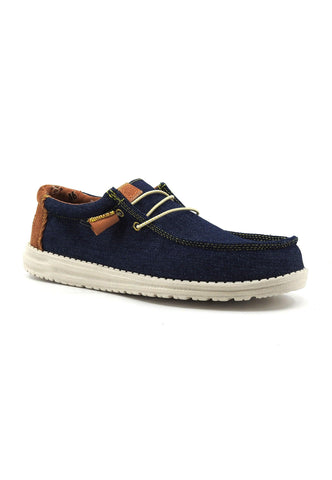 HEY DUDE Wally Sneaker Vela Uomo Blu Denim 40165-425 - Sandrini Calzature e Abbigliamento