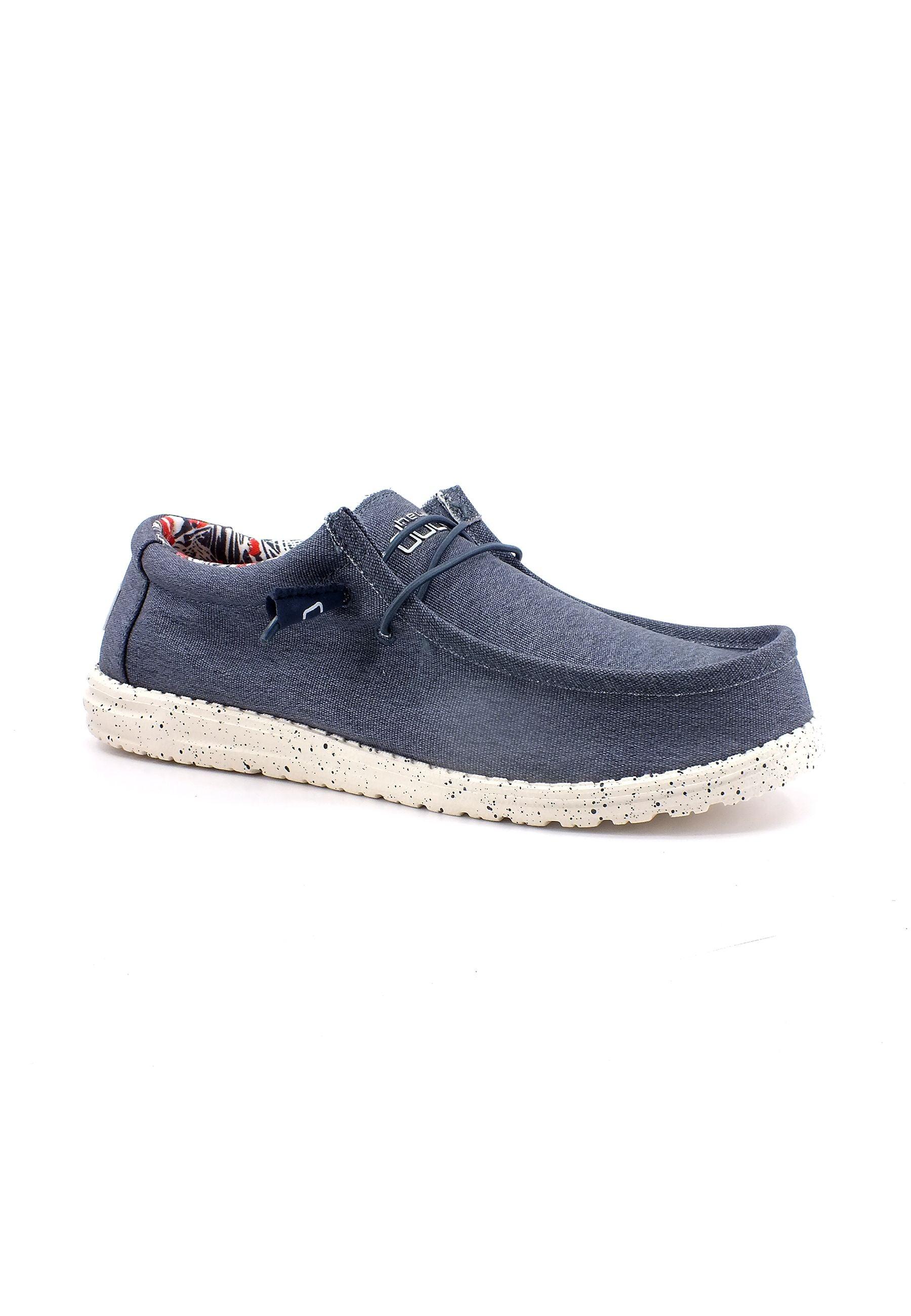 HEY DUDE Wally Stretch Canvas Sneaker Vela Uomo Blue 40022-425 - Sandrini Calzature e Abbigliamento