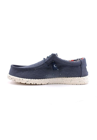 HEY DUDE Wally Stretch Canvas Sneaker Vela Uomo Blue 40022-425 - Sandrini Calzature e Abbigliamento