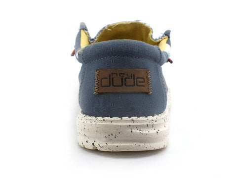 HEY DUDE Wally Washed Scarpa Vela Blu Stone Giallo 111522134 - Sandrini Calzature e Abbigliamento