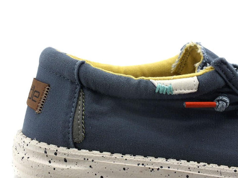 HEY DUDE Wally Washed Scarpa Vela Blu Stone Giallo 111522134 - Sandrini Calzature e Abbigliamento