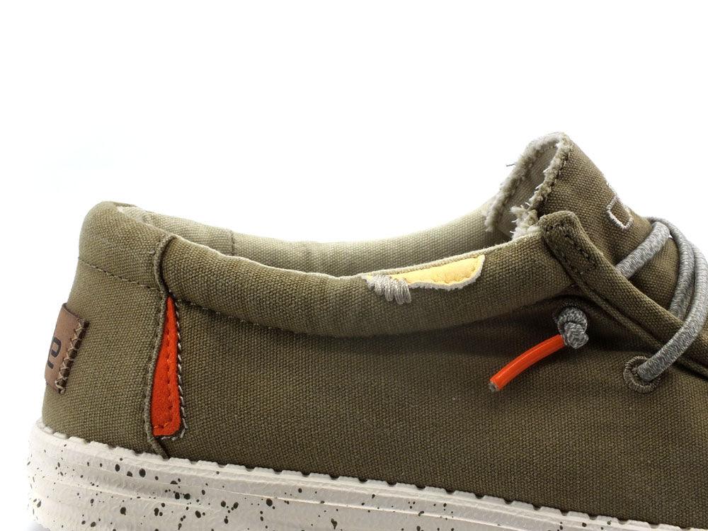 HEY DUDE Wally Washed Scarpa Vela Kalamata Verde 111528330 - Sandrini Calzature e Abbigliamento