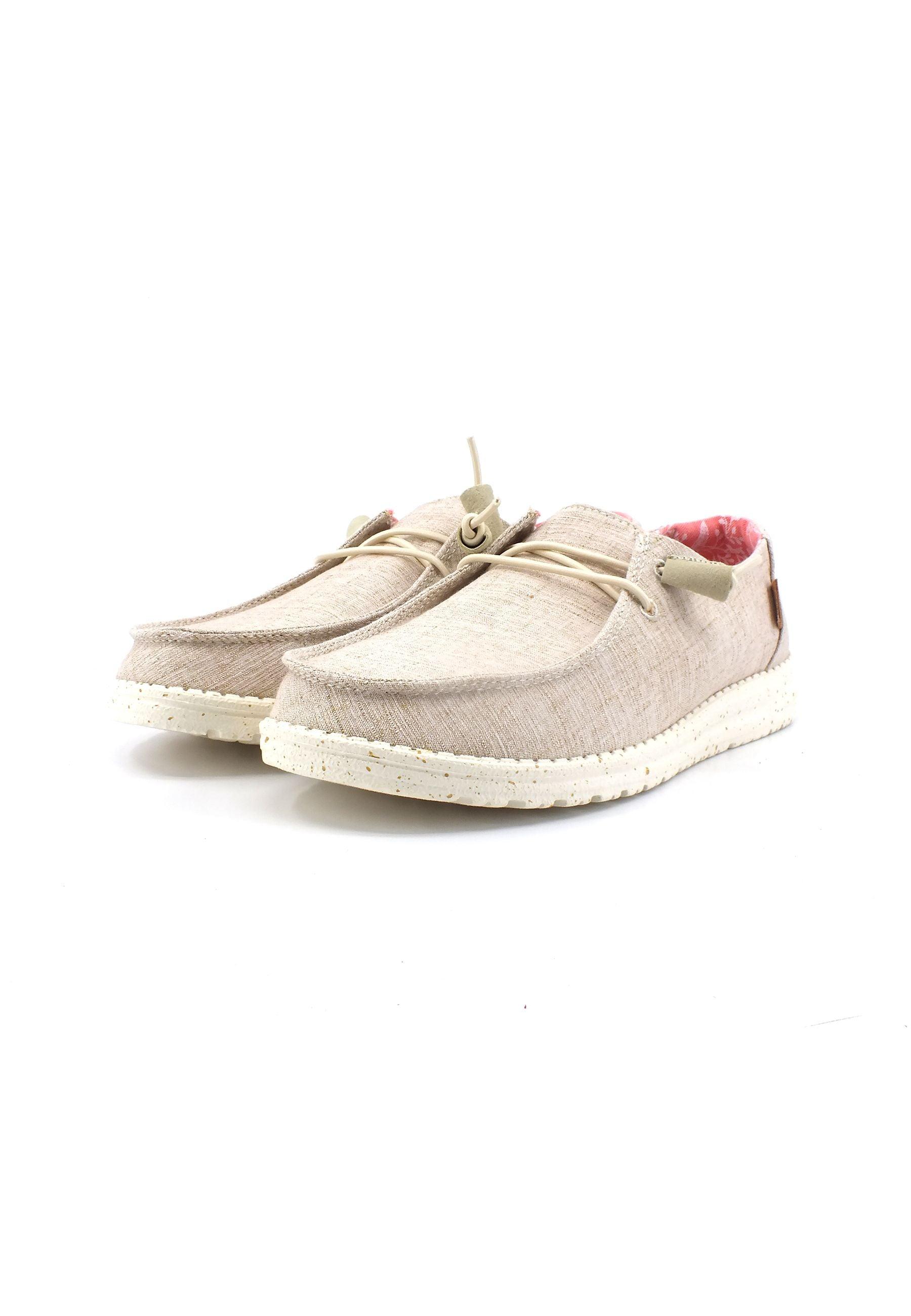 HEY DUDE Wendy Chambray Sneaker Vela Donna White Nut 40058-2BK - Sandrini Calzature e Abbigliamento