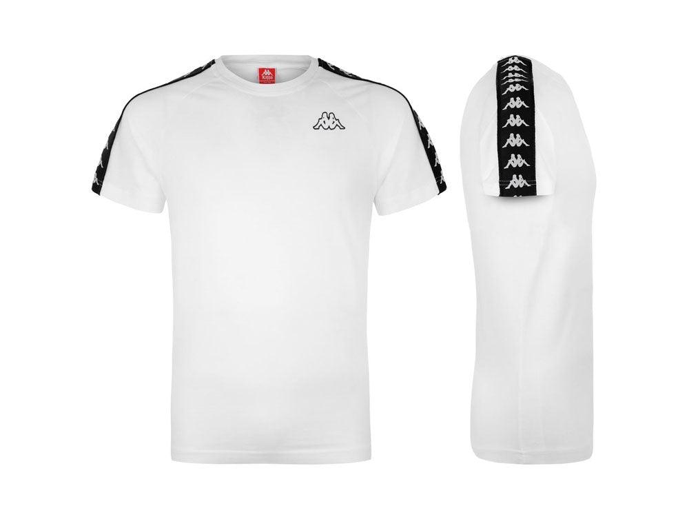 KAPPA 222 Banda Coen Slim T-Shirt Uomo White Black 303UV10 - Sandrini Calzature e Abbigliamento