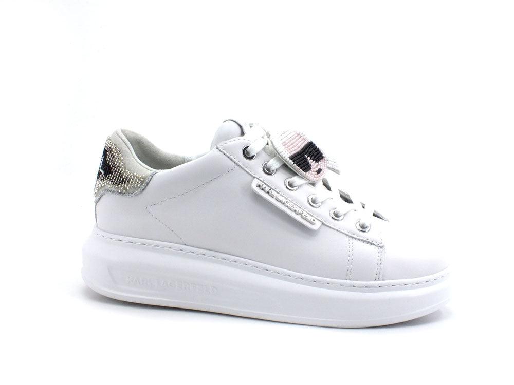 KARL LAGERFELD Kapri Ikon Twin Bead Sneaker Glitter White Silver KL62576A - Sandrini Calzature e Abbigliamento