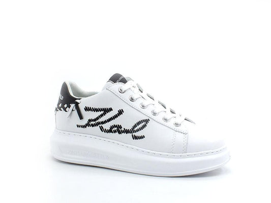KARL LAGERFELD Kapri Whipstitch Lo Lace Sneaker White Black KL62572 - Sandrini Calzature e Abbigliamento