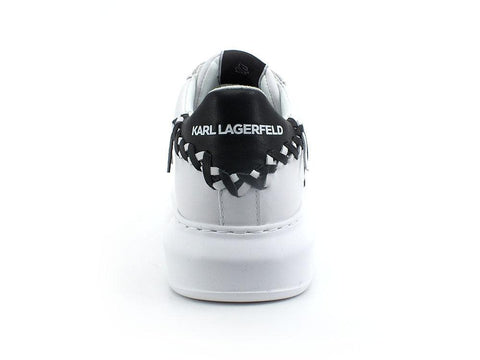 KARL LAGERFELD Kapri Whipstitch Lo Lace Sneaker White Black KL62572 - Sandrini Calzature e Abbigliamento