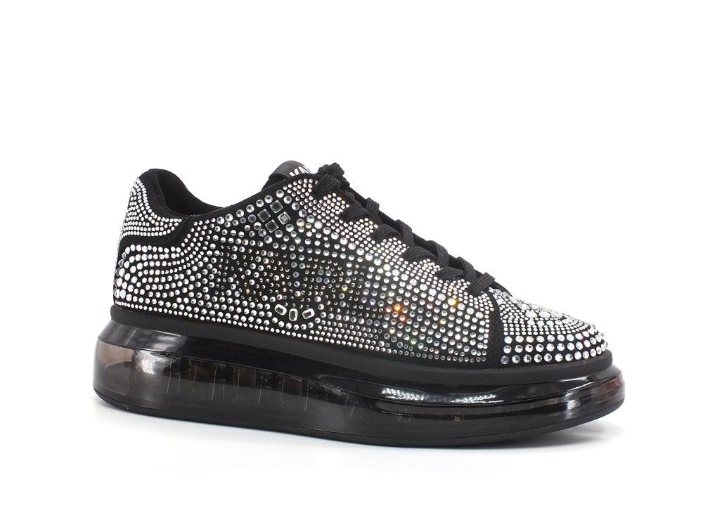 KARL LAGERFELD Karl Kushion Ikonic Sneaker Glitter Black Silver KL62620 - Sandrini Calzature e Abbigliamento