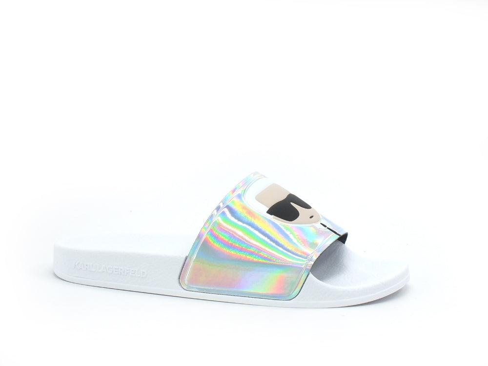 KARL LAGERFELD Kondo II Ikonic Slide Ciabatta Donna Iridescent Rubber KL80905 - Sandrini Calzature e Abbigliamento