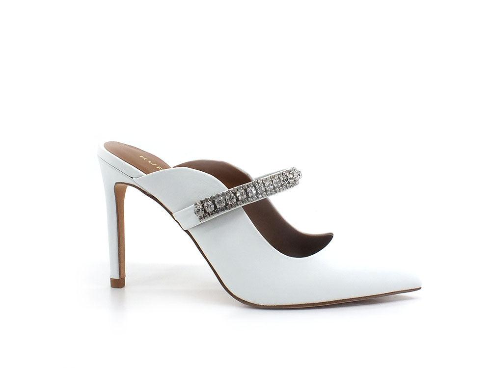 KURT GEIGER Duke Mule Sadalo Tacco Strass White 3202310109 - Sandrini Calzature e Abbigliamento