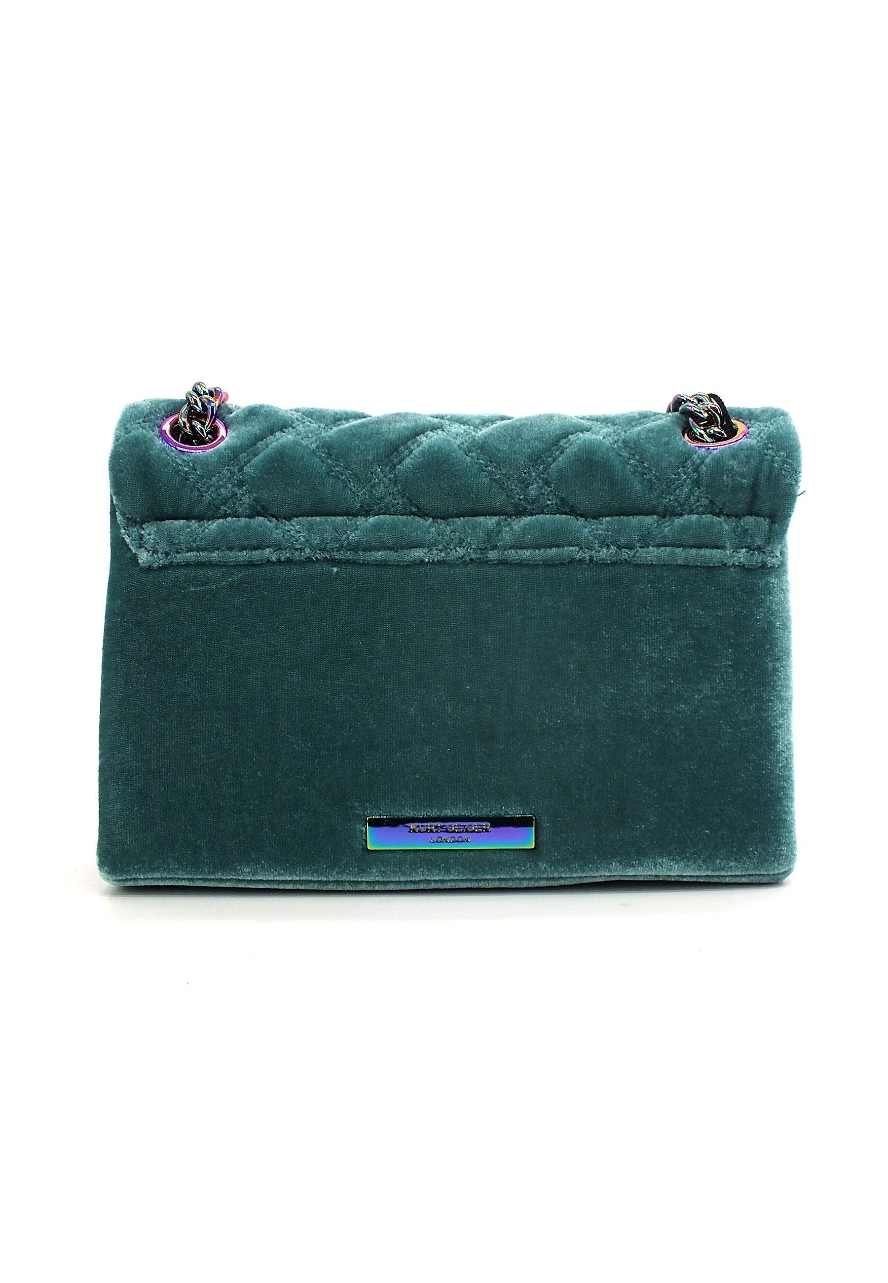 KURT GEIGER Velvet Mini Kensington Borsa Donna Verde Teal 3614387609-87 - Sandrini Calzature e Abbigliamento
