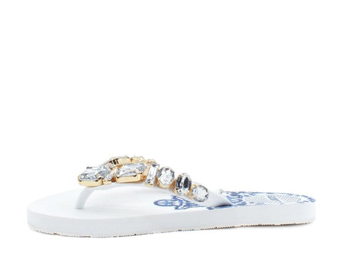 L.A. WATER Majolica Infradito White Blue 02119A - Sandrini Calzature e Abbigliamento