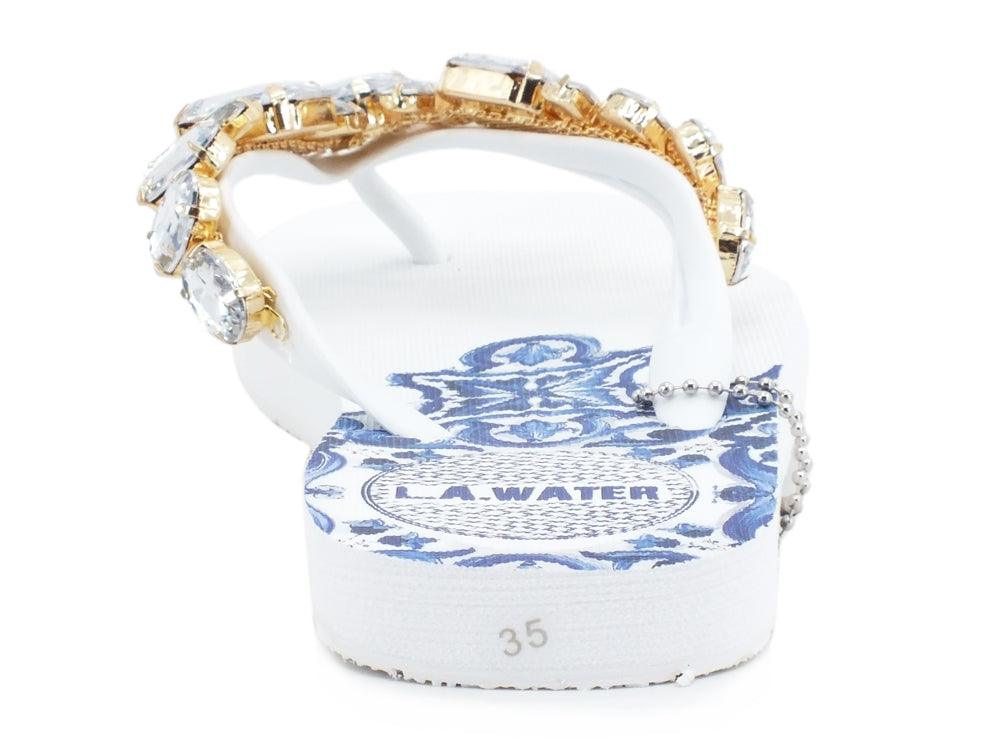 L.A. WATER Majolica Infradito White Blue 02119A - Sandrini Calzature e Abbigliamento