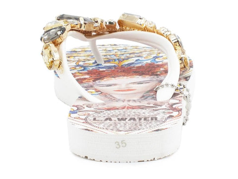 L.A. WATER Majolica Infradito White Multi 02121A - Sandrini Calzature e Abbigliamento