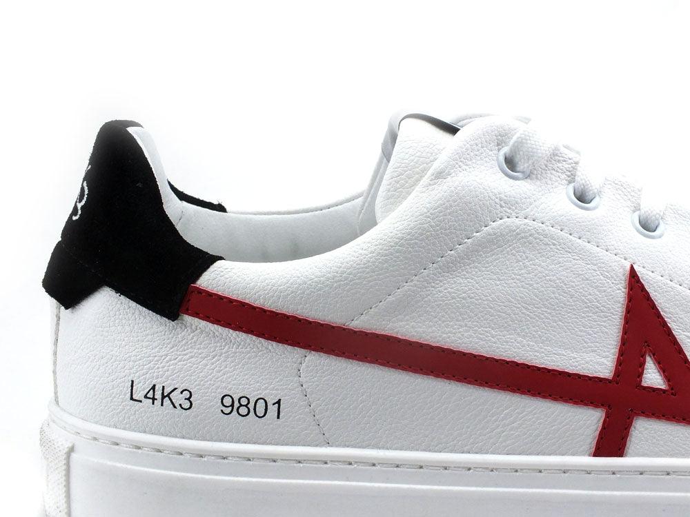 L4K3 College 4 Sneaker Pelle Tricolor Bianco Rosso Nero F59-COL - Sandrini Calzature e Abbigliamento