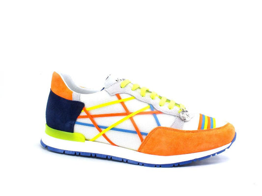L4K3 Mr. Big Old School Sneaker Fluo Bianco Arancio Blu F48-OLD - Sandrini Calzature e Abbigliamento
