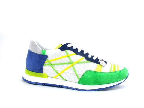 L4K3 Mr. Big Old School Sneaker Fluo Bianco Verde Blu F51-OLD - Sandrini Calzature e Abbigliamento