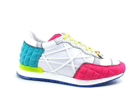 L4K3 Mr. Big Old School Sneaker Running Bianco Azzurro Rosa F05-OLD - Sandrini Calzature e Abbigliamento