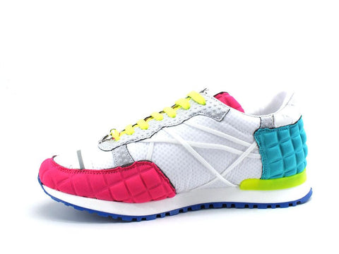 L4K3 Mr. Big Old School Sneaker Running Bianco Azzurro Rosa F05-OLD - Sandrini Calzature e Abbigliamento