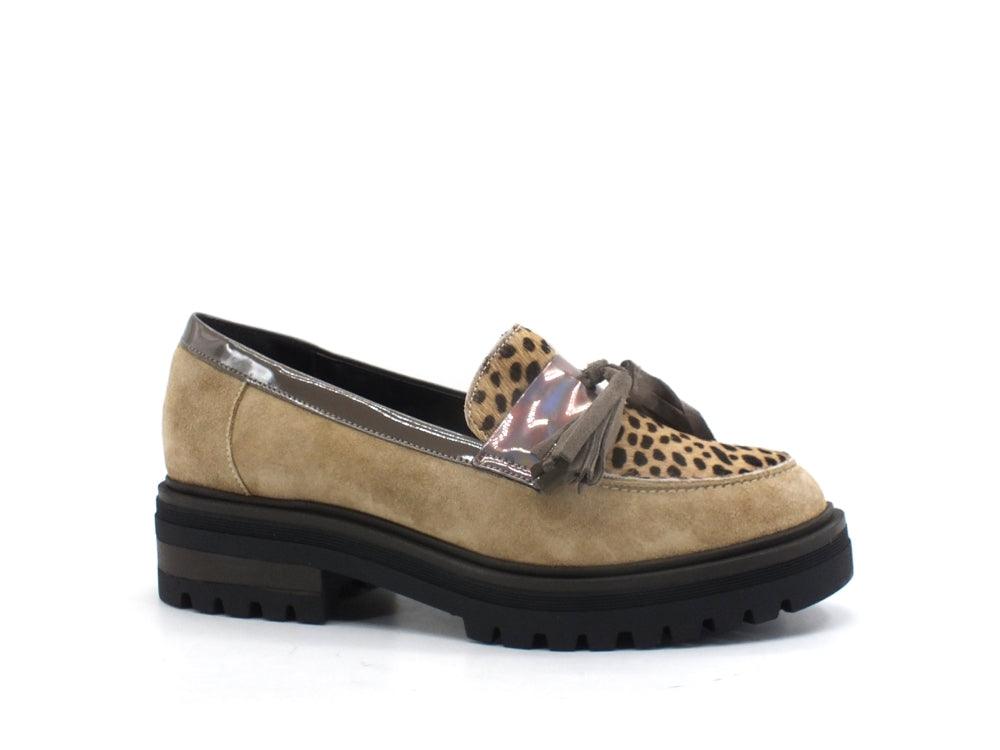 LAKE Mocassino Leopard Beige E17-MOC - Sandrini Calzature e Abbigliamento