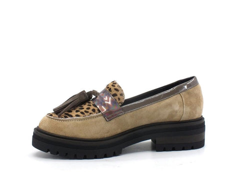 LAKE Mocassino Leopard Beige E17-MOC - Sandrini Calzature e Abbigliamento