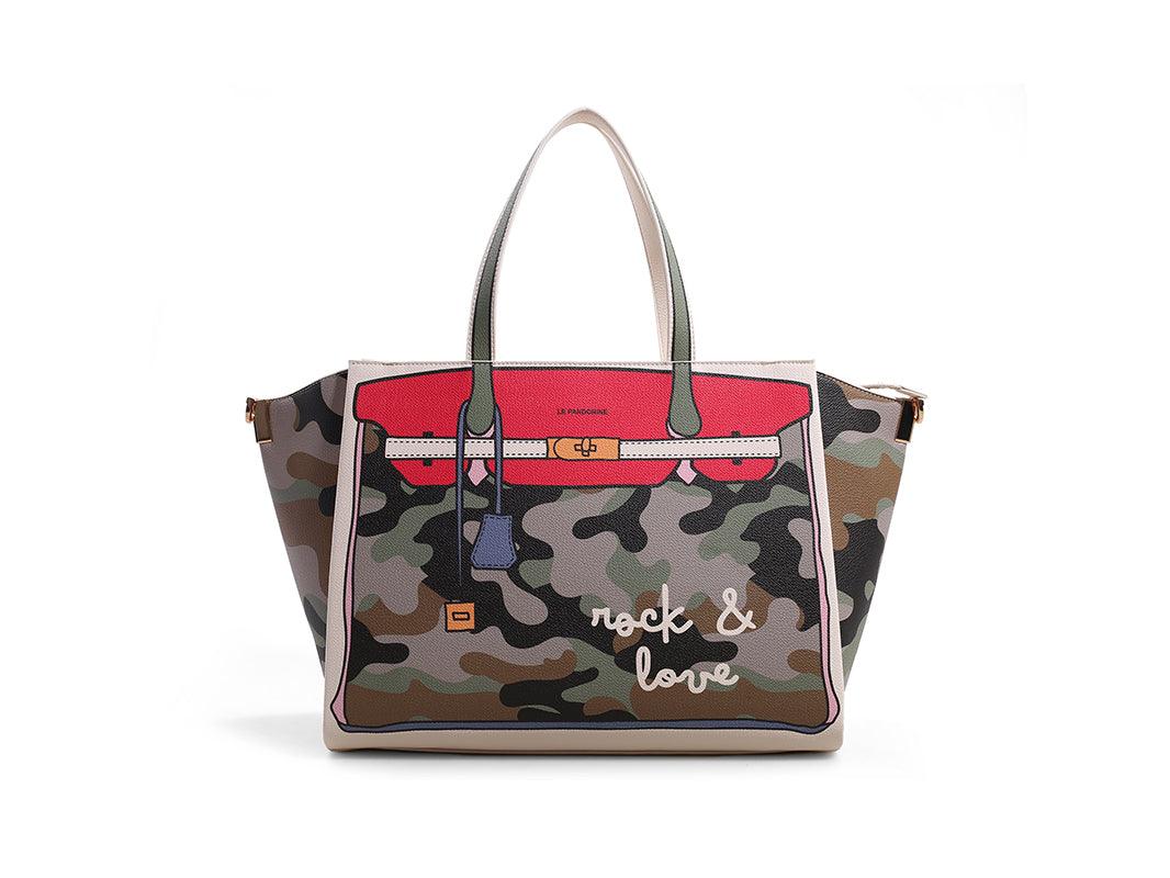 LE PANDORINE Baggy Rock Borsa Camouflage Verde PE22DBF02961-01 - Sandrini Calzature e Abbigliamento