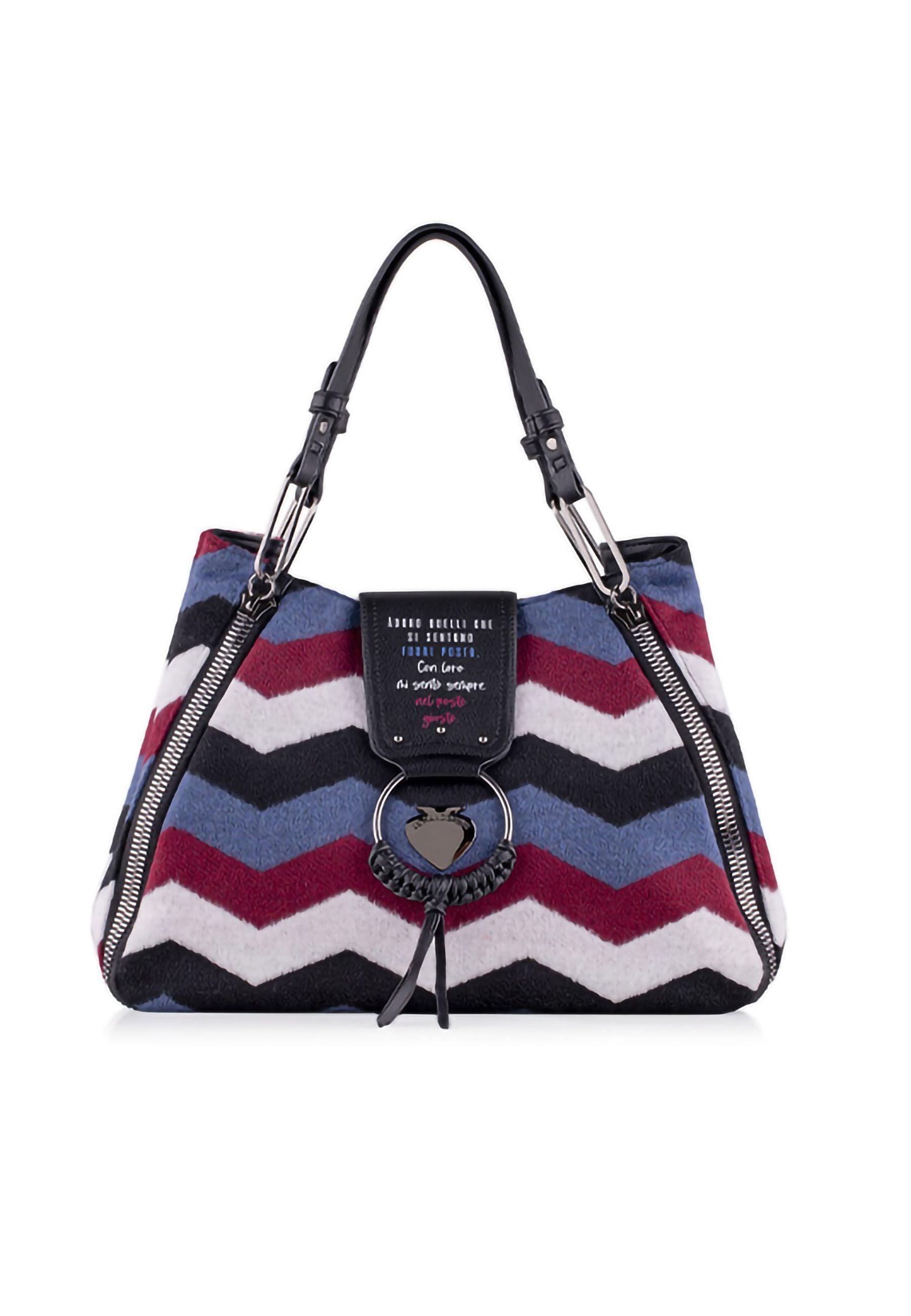 LE PANDORINE Giusto Wicky Wool Zig Zag Borsa Bordeaux 22XAILAE-13 - Sandrini Calzature e Abbigliamento