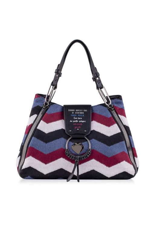 LE PANDORINE Giusto Wicky Wool Zig Zag Borsa Bordeaux 22XAILAE-13 - Sandrini Calzature e Abbigliamento