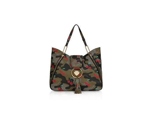 LE PANDORINE Vicky Vita Borsa Camouflage Verde Cherry PE22DBW02978-11 - Sandrini Calzature e Abbigliamento