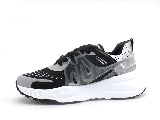 LIU JO 12:12 01 Sneaker Spreading Lycra White Black Silver BA2141EX018 - Sandrini Calzature e Abbigliamento