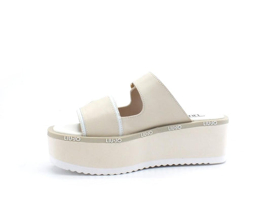 LIU JO Aba 08 Ciabatta Zeppa Fibbia Pelle Beige Skin SA2001P0102 - Sandrini Calzature e Abbigliamento