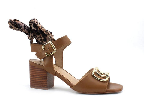 LIU JO Agata 4 Sandalo Tacco Logo Gold Tan SA1103PX146 - Sandrini Calzature e Abbigliamento